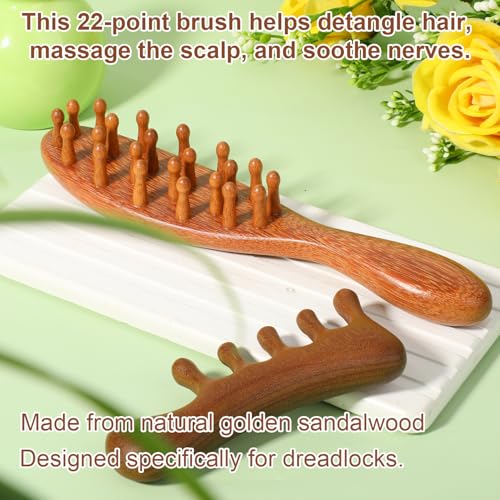 Wooden Dreadlock Comb Set for Hair Growth & Scalp Massage - 2 Pack