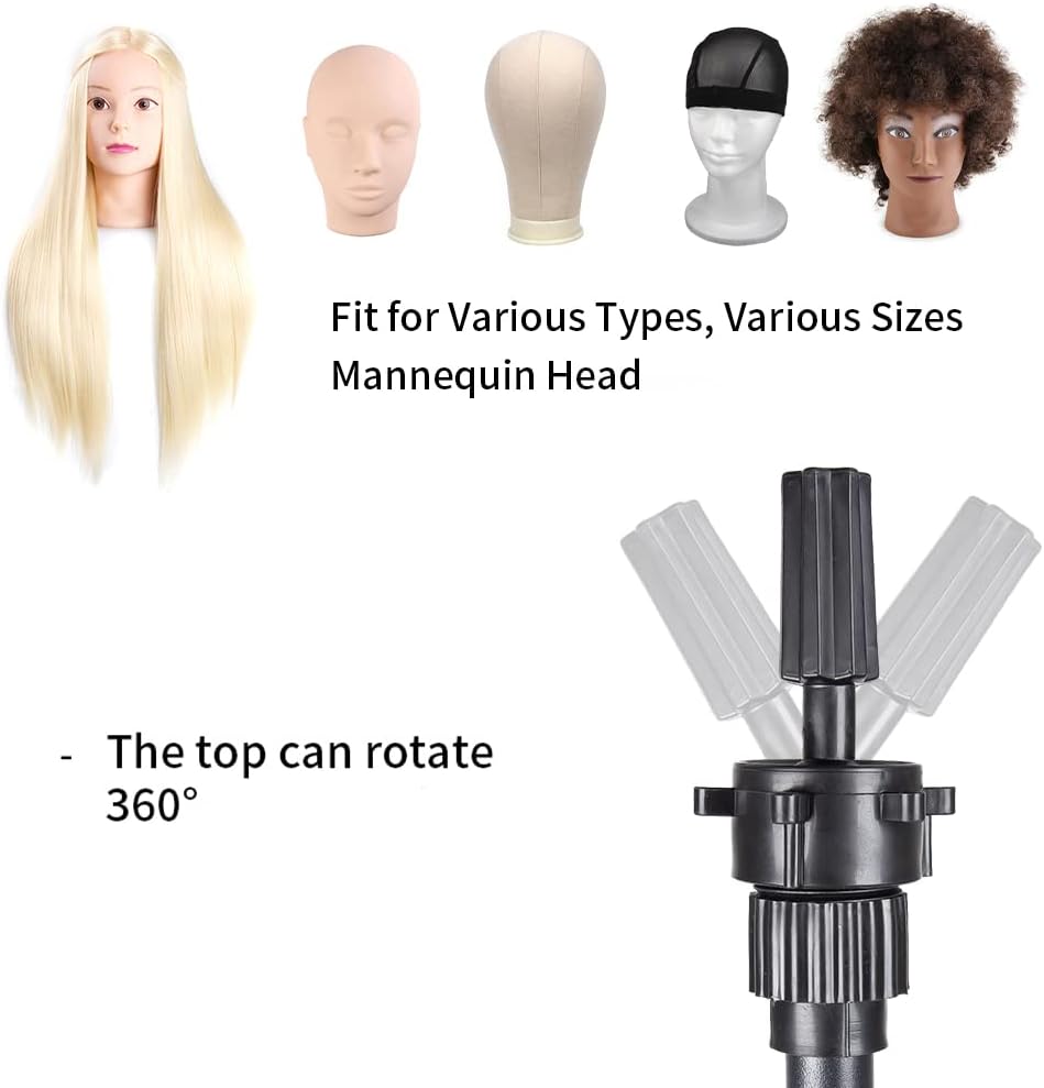 Wig Stand Tripod - 25 Inch Adjustable Mannequin Head Stand for Training & Canvas Block Heads | Lightweight Design