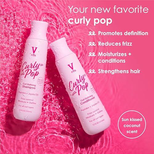 V&Co. Curly Hair Shampoo & Conditioner Set - 12 Oz. Each, Sulfate Free, Enhances Curl Definition