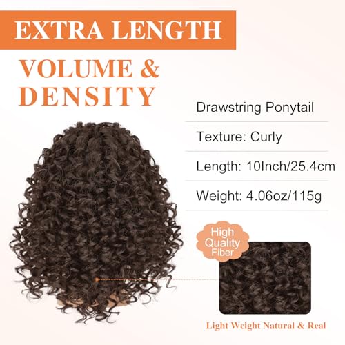 Lommel 10 Inch Curly Ponytail Extension for Black Women #4
