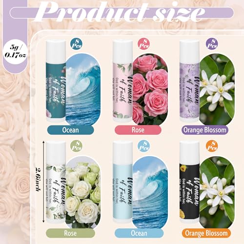 48 Pcs Woman of Faith Lip Balm Bulk Christian Gift Set - Inspirational Christian Lip Care