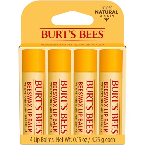 Burt's Bees Natural Beeswax Lip Balm - Peppermint Flavor, 4 Pack