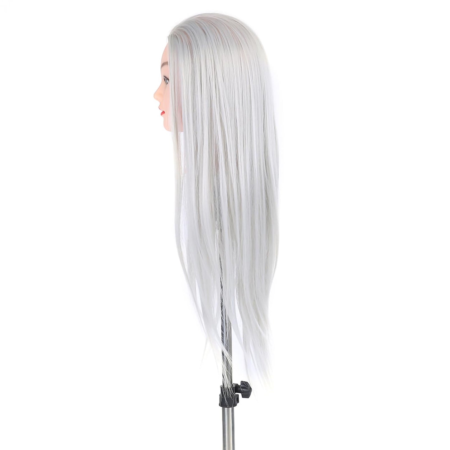 Training Head Mannequin Dolls for Hair Practice, Cosmetology Hairdressing Salon Tool with Thick 66cm High - Temperature Fiber and 30% Human Hair, Dark Gray or Light Gray for (ET-172#)