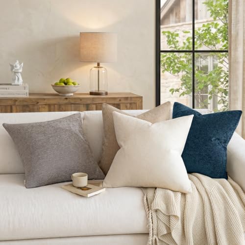 Pack of 2 Decorative Throw Pillow Covers - Twill Chenille, 12x20 Inch, Blue