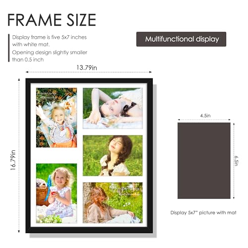 DUENPY 13x16 Collage Frame for 5 Photos - Black Wall Display
