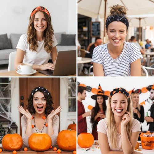 Halloween Headband-C 4 Pack Skeleton Ghost Pumpkin Bat Hairbands for Women & Girls
