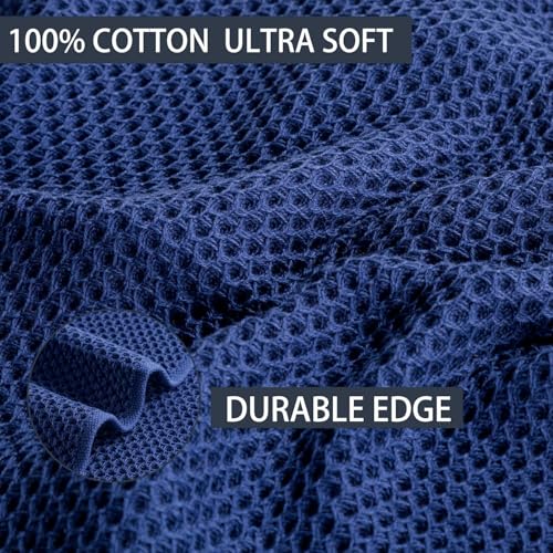 Joybest Cotton Kitchen Dish Cloths - 8-Pack Waffle Weave, 12x12" Navy Blue