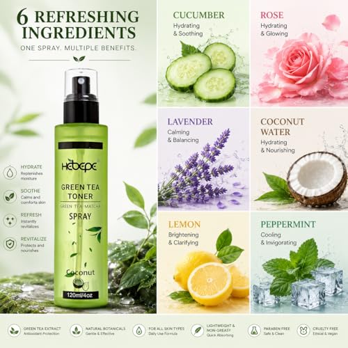 Matcha Green Tea Facial Toner Mist with Coconut Water - 120ml