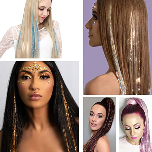 Hair Tinsel Extensions Kit with Tools - 48 Inch, 24 Colors, Easy to Use