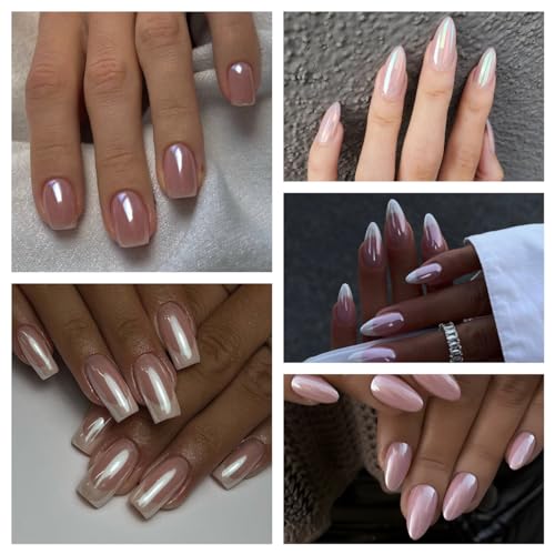 Mangoit Aurora Mirror Nail Powder - 6 Grids Chrome Pearl Glitter for Nail Art (01_Aurora)