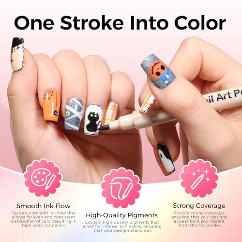 GELLAKTIK Nail Art Pens Set - 18 Colors 0.7mm Precision Markers