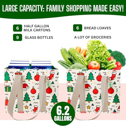 VENO Heavy Duty Reusable Grocery Shopping Bags - 3 Pack, Water Resistant Utility Tote