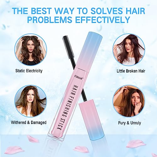 FUNAN Hair Finishing Stick 0.53 Fl Oz Pack of 3 for Taming Flyaways, Pink