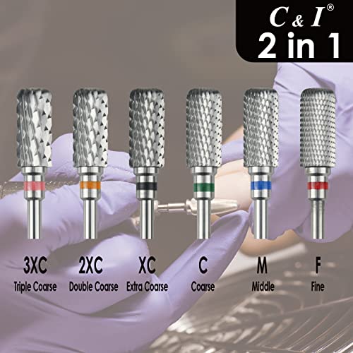 C & I 2 in 1 Nail Drill E-File Fine-F for Cuticle Care & Gel Removal