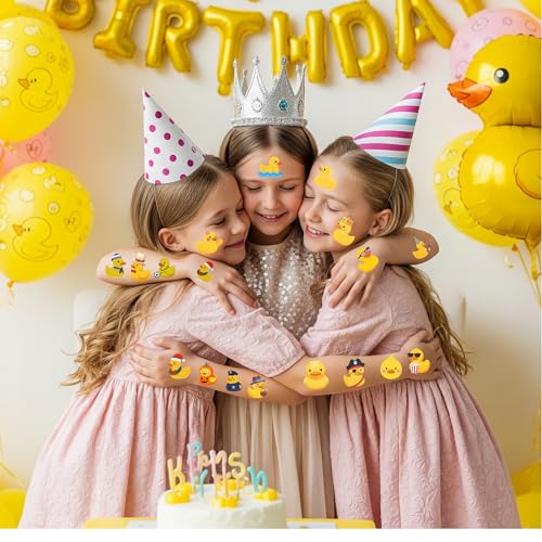 52 PCS Rubber Duck Temporary Tattoos - Kids Party Favors