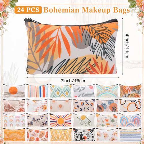 SilTriangle Bohemian 24 Pcs Makeup Bags Bulk Canvas Cosmetic Organizer Set