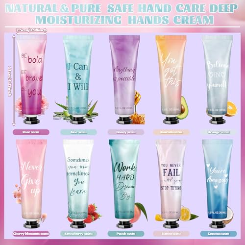 Leelosp 10-Pack Motivational Hand Cream Gift Set, Travel Size Lotion