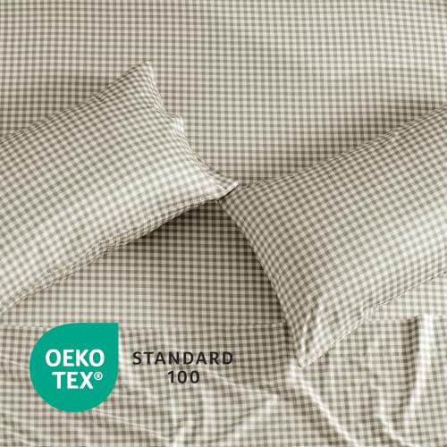 King Size Tan Gingham Pillowcase Set - Soft Microfiber, 20x36