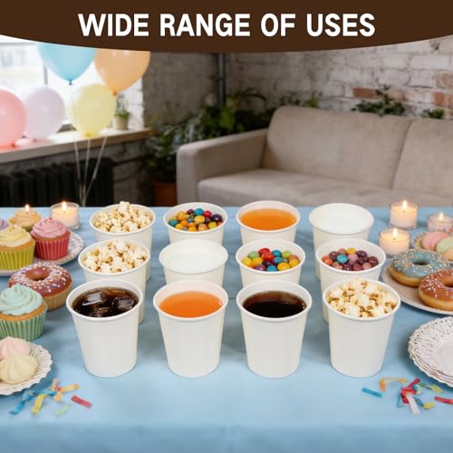 7 oz Disposable Paper Coffee Cups - 100 Pack, Leak-Proof & Sturdy