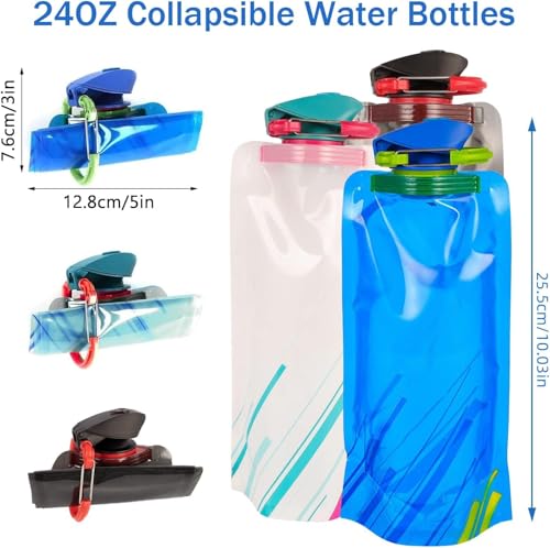 Collapsible Water Bottles 4-Pack - 23oz Leakproof BPA-Free for Travel