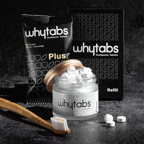 WhyTabs Plus+ Refill Toothpaste Tablets with 5% Nano-Hydroxyapatite, Probiotics & Travel Bag