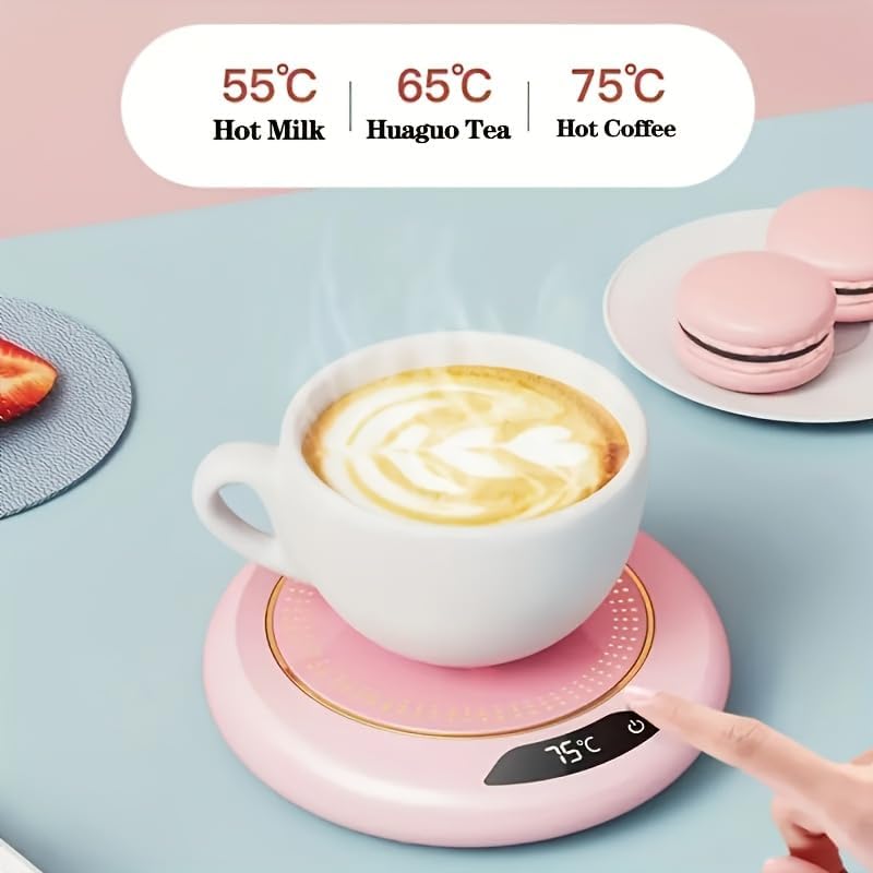 Coffee Mug Warmer - Cordless USB Powered Heating Coaster with 3 Adjustable Levels | Perfect for Office, Camping, Kitchen - White