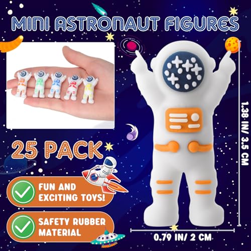 25 Mini Astronaut Figurines for Kids - Colorful Space Party Favors