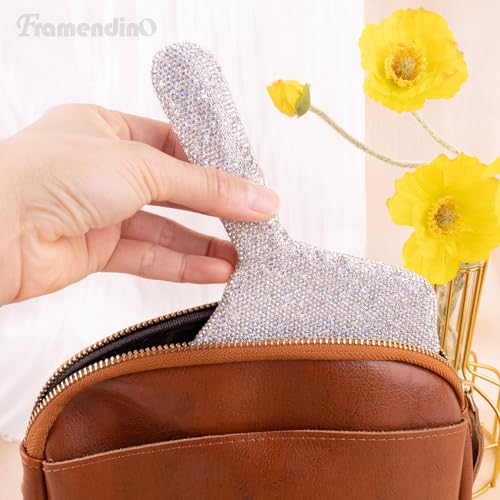 Framendino Rhinestone Shell Handheld Mirror - Sparkling Bling Makeup Mirror