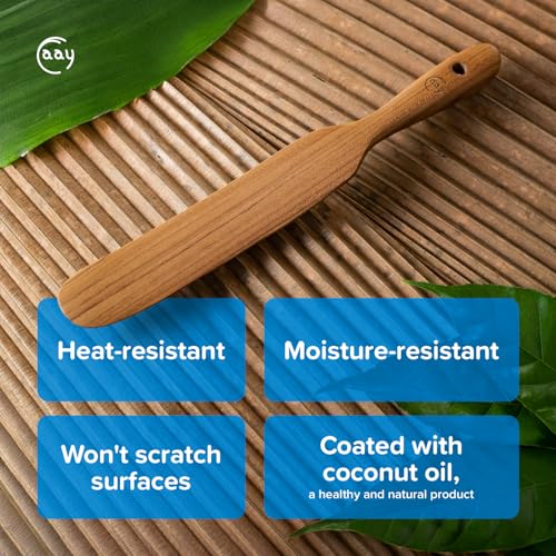 Teak Wooden Skinny Spurtle Spatula for Sourdough Starter