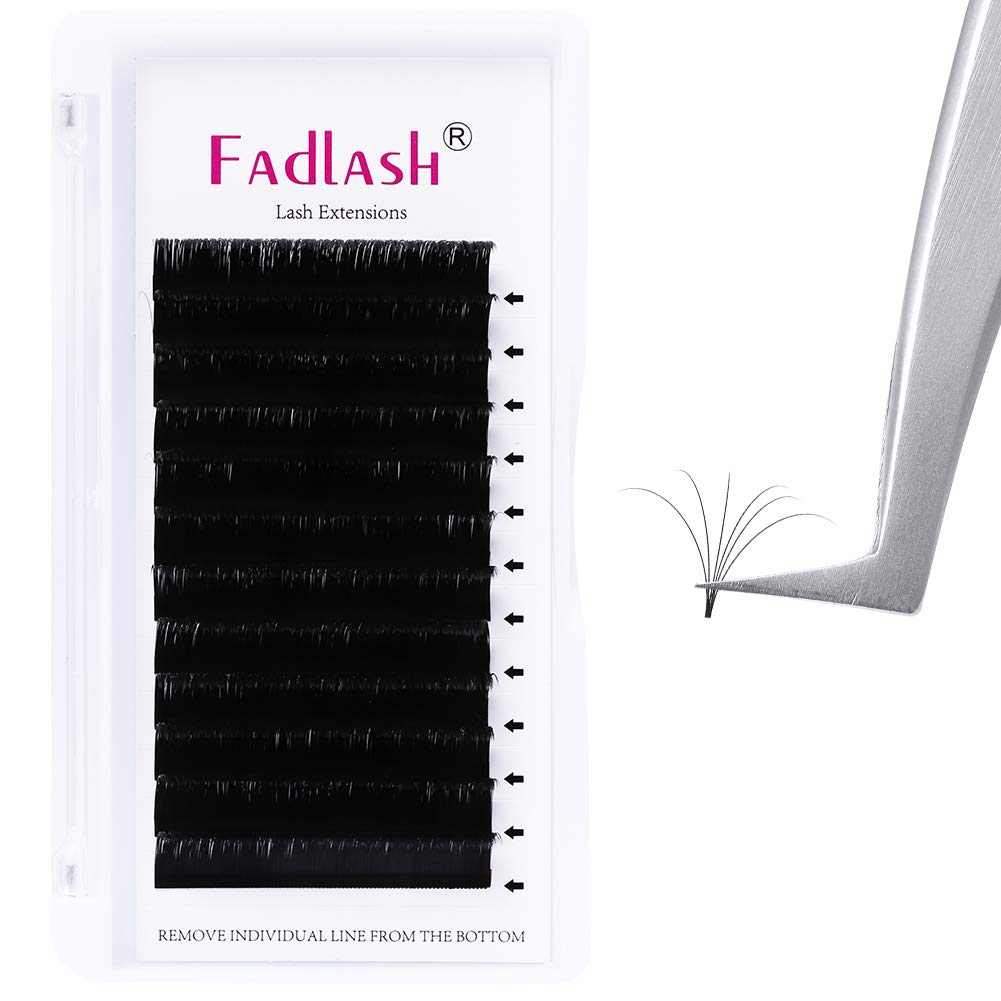 Easy Fan Lash Extensions - D Curl 0.07 Volume Mixed Trays | Soft Individual Lashes 8-14mm