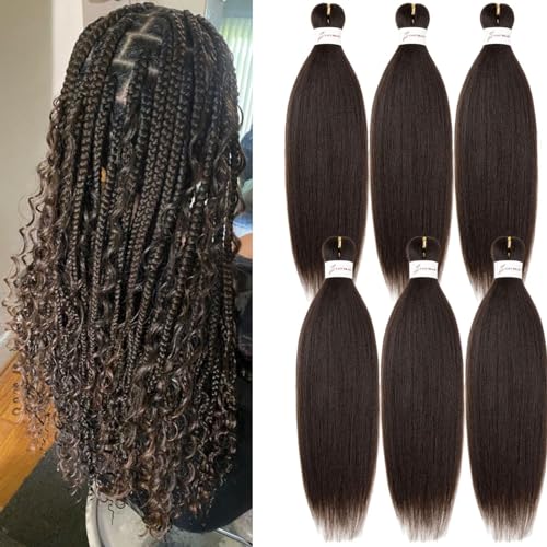 Pre Stretched Braiding Hair 24 Inch 6 Packs for Knotless & Senegalese Styles, 4# Menethe Hair