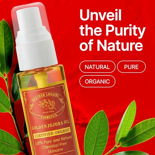 Heather Loraine Organic Golden Jojoba Oil - 2 Fl Oz Unrefined Face & Hair