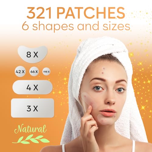 AURAE Hydrocolloid Pimple Patches Variety Pack - 321 Invisible Acne Patches in 6 Shapes