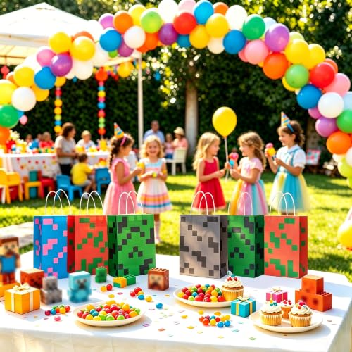 16PCS Pixel Party Favor Bags for Kids Birthday Celebration