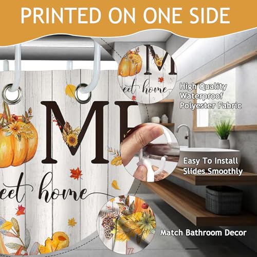 Mocsicka Fall Shower Curtain with Pumpkins & Leaves - 72x72
