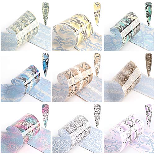 Snake Nail Art Foil Stickers - 10 Sheets Holographic Designs