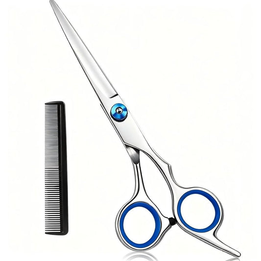 BQUFQ Stainless Steel Hair Cutting Scissors 6.5 Inch Hairdressing Razor Shears Professional Salon Barber Haircut Scissors, One Comb Included, Home Use for Man Woman Adults