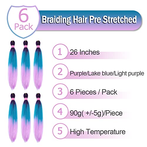 Purple Braiding Hair Extensions 26 Inch Pre-Stretched for Women - AFNOTE