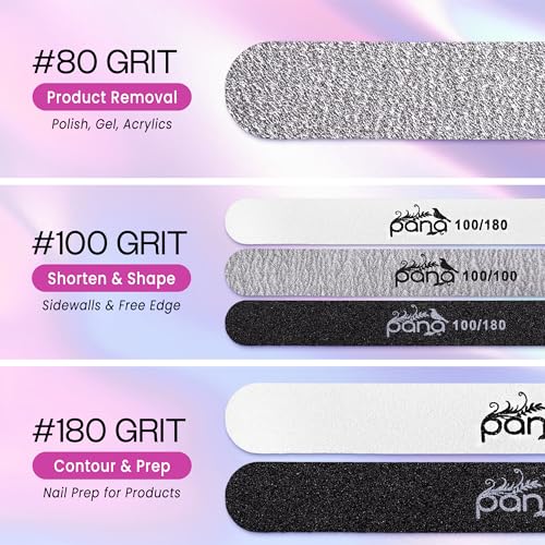 PANA Professional White Round Emery Board Nail Files 100/180 Grit Pack of 50