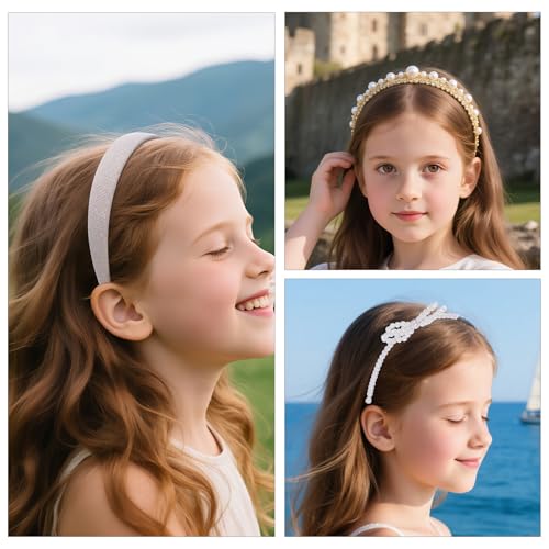 Candygirl 7 Pcs White Pearl Headbands for Women - Elegant Hair Accessories