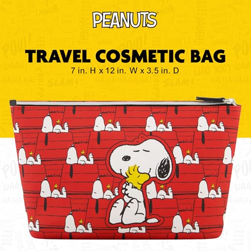 Concept One Peanuts Snoopy and Woodstock Women's Makeup Bag, Red