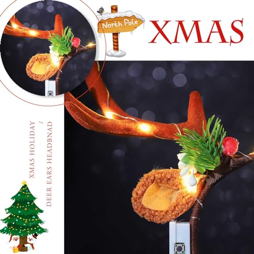Olbye B Variation B Light Up Deer Antlers Headband for Women - Reindeer Ears Costume Accessory