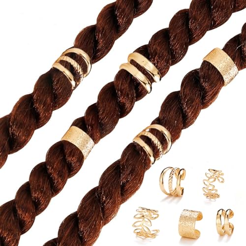 60PCS Silver and Gold Hair Beads for Braids and Dreadlocks