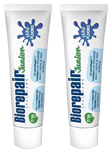 Biorepair Junior Toothpaste for 7-14 Years, Fluoride Free, 75ml (2 Pack)