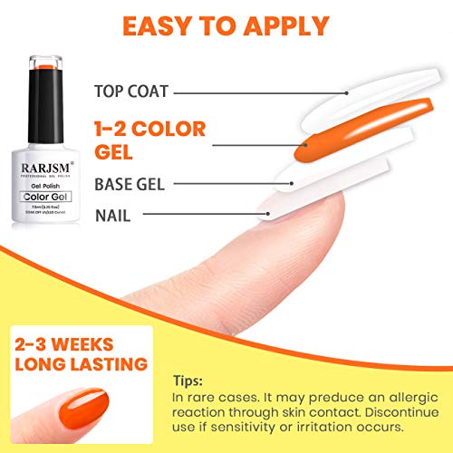 RARJSM Dark Neon Gel Polish Set - 6 Colors, 7.5ml Nail Polish Kit