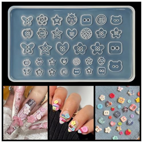 3D Button Nail Mold - Silicone Craft Tool for Charms & Accessories