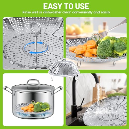 Sayfine Premium Stainless Steel Vegetable Steamer Basket - Expandable & Foldable