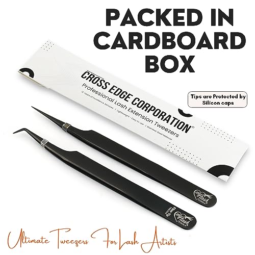 Cross Edge 90 Degree Boot Lash Tweezers for Volume and Classic Extensions