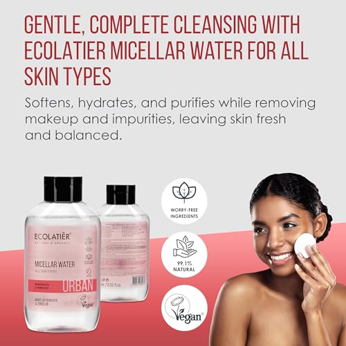 ECOLATIÈR Micellar Water for Sensitive Skin with Aloe Vera - Magnolia, 13.5 Fl Oz