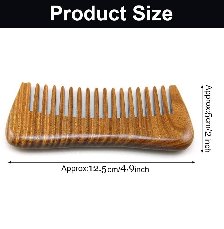 Liasun Mini Green Sandalwood Comb STY3 - Handcrafted, Pure Natural, Static-Free Pocket Hairbrush